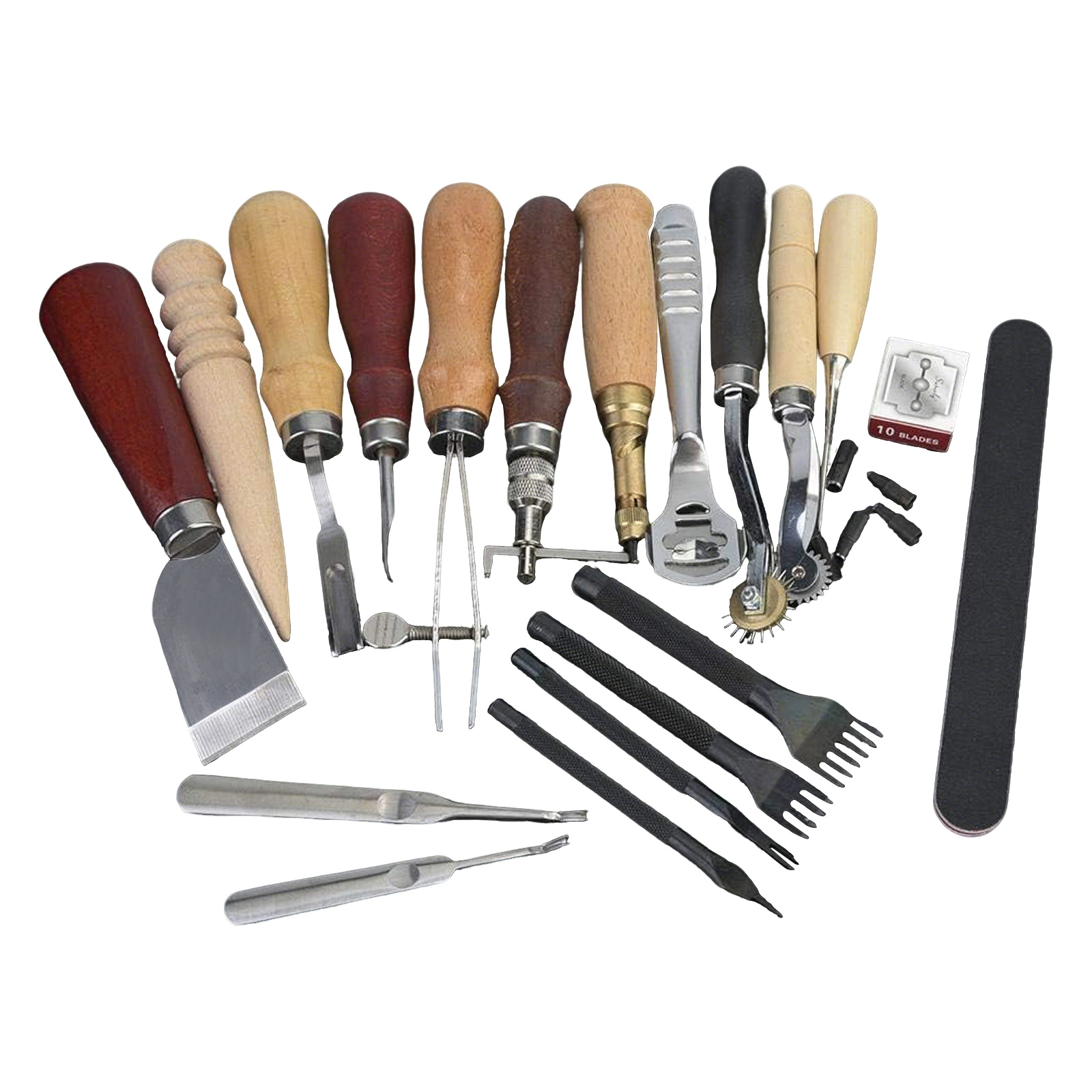 Leatherwork Beginner Tools - Kit de Ferramentas para Couro, 19