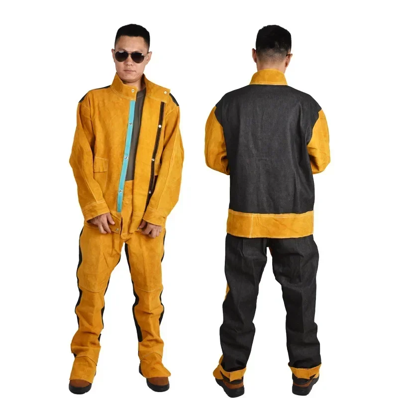 Leather Work Overalls - Terno de proteção de manga comprida,