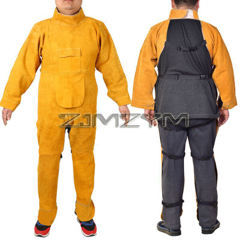 Leather Work Overalls - Terno de soldagem de couro, roupas